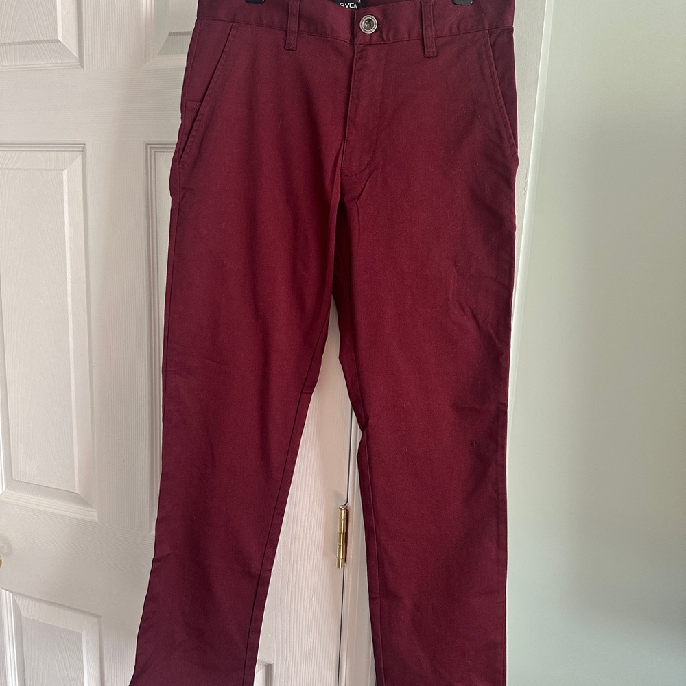 RVCA Men's Burgundy Chino Pants